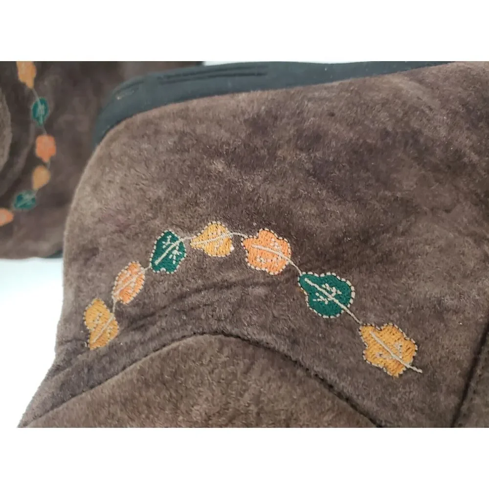 Beacon Reflections Leaf Embroidered Leather‎ Boots Women's US 8 (M) Fall Leaves
